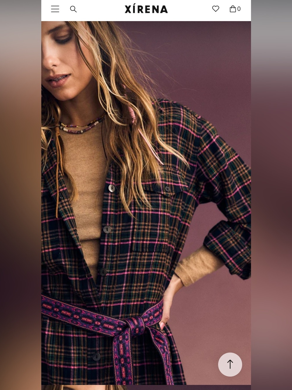 XiRENA Plaid Maxi Shirt Dress in Black, Green & Pink size small